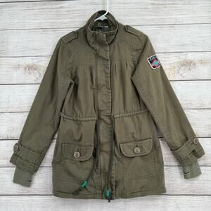 Roxy Southwest Patch Military Jacket Womens Small Army Green Tie Waist